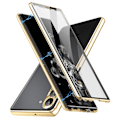 Miniatyrbild 2 av 3: För Samsung Galaxy S24 Case Metallram Dubbla sidor Cover av härdat glas Gold