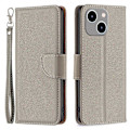Miniatyrbillede 1 af 5: Til iPhone 15 Plus Støvtæt PU Læder Mobiltelefon Cover Wallet Flip Stand Case med Rem Multicolor Style A
