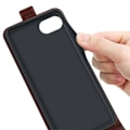 Pikkukuva 3 / 5: iPhone 16e -kotelo korttipaikoilla, pystysuuntainen läppä, nahkainen puhelinkotelo - musta Multicolor Brown