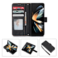 Pikkukuva 2 / 5: Samsung Galaxy Z Fold5 5G PU-nahka+PC Lompakkokotelo Jalustalla, Pehmeä Suojakuori Black