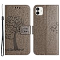 Pikkukuva 1 / 5: Samsung Galaxy A05 4G -kotelo Pöllöpuu-kuvioidulla nahkaisella puhelinkotelolla ja lompakolla Multicolor Style H