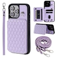 Miniatyrbillede 1 af 5: Style 008 RFID-blokerende telefoncover til iPhone 15 Pro Max Stødsikkert PU+TPU telefonskal med stropper Multicolor Style D