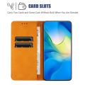 Miniatyrbillede 4 af 5: Wallet Case til iPhone 15 Plus Foldbart Stativ PU Læder Retro Blomsterpræget Telefoncover Yellow