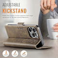 Miniatyrbillede 5 af 5: Etui til iPhone 13 Pro Max 6,7 tommer AUTSPACE A11 RFID-blokerende retro læder mobiltelefonpung cover Multicolor Brown