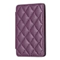 Pikkukuva 1 / 5: BFK05 3D Rhombus -kuvioinen itseliimautuva puhelimen takakorttiteline PU-nahkainen korttilaukku - Vihreä Multicolor Dark Purple