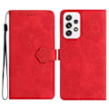 Miniatyrbillede 1 af 5: Til Samsung Galaxy A53 5G Telefon Cover PU Læder Prægede Blomster Stand Wallet Fuld Beskyttelse Case Multicolor Style E