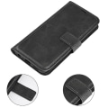 Miniatyrbillede 5 af 5: Til Realme 11x 5g Telefon Cover Wallet Stand Pu Læder Shell Kalvetekstur Fuld Beskyttelse Telefon Cover Black
