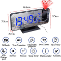 Miniatyrbillede 3 af 5: LED Digital Projektions Vækkeur Elektronisk Vækkeur Med Projektion FM Radio Tids Projektor Soveværelse Seng Mute Ur White on Black A