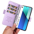 Miniatyrbillede 5 af 5: YIKATU YK-003 Læder Wallet Case med Magnetisk Side Lukning til Xiaomi Redmi Note 13 4G Multicolor Light Purple