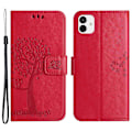 Miniatyrbillede 1 af 5: Til Samsung Galaxy A05 4G Etui Ugle Træ Præget Læder Telefon Cover med Pung Multicolor Style E