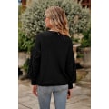 Miniatyrbillede 3 af 5: Dame 2023 Vinter Pullover Sweater Afslappet Langærmet Rund Hals Løs Tyk Strikket Jumper Toppe Bluse Black X-Large
