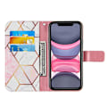 Miniatyrbillede 5 af 5: Wallet Splicing Marmormønster Stand Læder Beskyttelsesetui med Snøre til iPhone 11 6.1 tommer