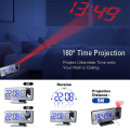 Miniatyrbillede 4 af 5: LED Digital Projektions Vækkeur Elektronisk Vækkeur Med Projektion FM Radio Tids Projektor Soveværelse Seng Mute Ur White on Black A