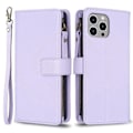 Miniatyrbillede 1 af 5: BF Style-19 PU Læder Telefon Cover Flip Wallet Stand med Lynlåslomme til iPhone 15 Pro Max Multicolor Style F