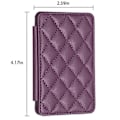 Pikkukuva 5 / 5: BFK05 3D Rhombus -kuvioinen itseliimautuva puhelimen takakorttiteline PU-nahkainen korttilaukku - Vihreä Multicolor Dark Purple