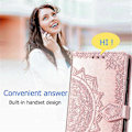 Miniatyrbillede 5 af 5: Til Samsung Galaxy S24 FE Etui Mandala Præget Design Læder Wallet Telefon Cover - Grå Multicolor Rose Gold