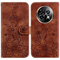 Miniatyrbillede 1 af 5: For Realme 13+ 5G Etui Lily Blomst Præget Læder Telefon Cover med Støttefod Multicolor Style E