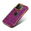 Miniatyrbillede 3 af 5: Læder telefoncover til Iphone 12/12 Pro, elektropletteret TPU+PC mobiltelefon beskyttelsescover Purple
