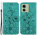 Miniatyrbillede 1 af 5: Til Motorola Edge 40 5G Præget Lily Blomst Telefon Cover PU Læder Cover med Stativpung Multicolor Style C