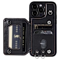 Miniatyrbild 2 av 5: Phone case för Iphone 15 Pro Max Rfid Blocking Pu Läderbelagd TPU-skal med handledsrem Black