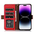 Miniatyrbild 4 av 5: Stativ Phone case För Iphone 15 Pro Max, Läder Rfid Blockerande Plånbok Smartphone Cover Red