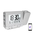 Miniatyrbild 3 av 5: Projektionsväckarklocka för sovrum med termometer Hygrometer Digital projekt takklocka Dimbar LED-skärm med USB laddare 180vridbar med Dua Silver