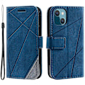 Miniatyrbillede 1 af 5: Til iPhone 14 Wallet Case Splejset Læder Stand Telefon Cover med Håndrem Multicolor Style A