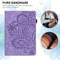 Miniatyrbild 5 av 5: För Amazon Fire Max 11 Pu Läder Case Korthållare Mönstertryckt Stativ Cover Purple
