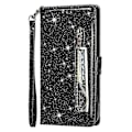 Miniatyrbillede 2 af 5: Flash Powder Lynlåslommepung Flip Læder Telefon Cover med Rem til Samsung Galaxy A12 Multicolor Style A