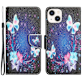 Miniatyrbillede 1 af 5: Til Iphone 15 Plus Folio Pu Læder Stand Wallet Case Mønster Print Telefon Cover Med Rem Butterfly