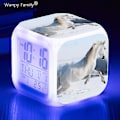 Miniatyrbild 1 av 5: Running Horse Väckarklocka 7 Färg Glödande Led Digital Väckarklocka Barnleksaker Multifunktion Lysande Färgbyte Klockor Reloj Black