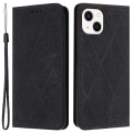 Miniatyrbillede 1 af 5: Wallet Case til iPhone 15 Fuldt Indpakket PU Læder Retro Blomsterpræget Telefon Stand Cover Black