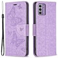 Miniatyrbillede 1 af 5: Til Nokia G42/G310 Sommerfugl Præget Telefon Cover Læder Stand Wallet Cover med Rem Multicolor Style F