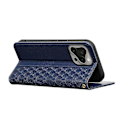 Miniatyrbild 4 av 5: Plånboksfodral för iPhone 16 Pro Max Stark Magnetisk Rutmönstrad Präglad Läder Flip Cover Multicolor Blue