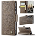 Pikkukuva 2 / 5: Samsung Galaxy S23+ -kotelo AUTSPACE A11 RFID-suojattu retro nahkainen lompakkokotelo - Musta Multicolor Brown