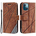Miniatyrbillede 1 af 5: Til iPhone 14 Wallet Case Splejset Læder Stand Telefon Cover med Håndrem Multicolor Style D