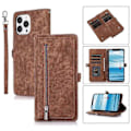 Miniatyrbillede 1 af 5: Stand Wallet Case til iPhone 15 Pro Max med 9 Kortpladser, Lynlåslomme, PU Læder Telefoncover med Rem Multicolor Style F