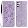Miniatyrbild 1 av 5: Plånboksfodral för Samsung Galaxy A54 5G Rosmönster Präglat Läder Flip Ställ Telefonskal Multicolor Light Purple