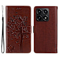 Miniatyrbillede 1 af 5: KT Imprinting Flower Series-3 til Xiaomi 14T Etui Katte Træ Mønster Flip Læder Telefon Cover Multicolor Style H