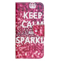 Pikkukuva 5 / 5: Xiaomi Redmi Note 13 4G Lompakkokotelo PU-nahkaa Kuvioitu Puhelinkotelo Ristikkäinen Tekstuuri Multicolor Keep Calm and Sparkle