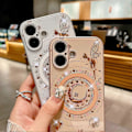 Pikkukuva 5 / 5: iPhone 16 Magneettikotelo Tähtikuu-kuvio Strassikoriste TPU+PC Puhelinkuori Multicolor Style C