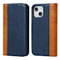 Pikkukuva 1 / 5: iPhone 15 Plus PU-nahkainen puhelinkotelo, kaksivärinen liitos, naarmuuntumaton, jalustallinen lompakkokotelo Multicolor Style A