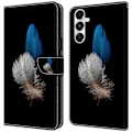 Miniatyrbild 1 av 5: Magnetiskt fodral för Samsung Galaxy A35 5G med 3D-mönster och tryck i läder Multicolor Two Feathers
