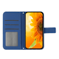 Miniatyrbillede 2 af 5: Til Samsung Galaxy A22 5g (EU Version) Ht04 Præget Solsikke Pu Læder Smartphone Cover Stativ Stødsikker Hud-venlig Telefon Wallet Etui Med Skulderrem Sapphire