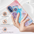 Miniatyrbild 2 av 5: Lb1-serien för Motorola Moto E20/e30/e40 Marble Phone case, Anti-fingeravtryck anti-scratch galvanisering Mjuk Tpu Imd välskyddat cover Milky Way Blue