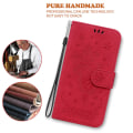 Miniatyrbillede 4 af 5: Til Samsung Galaxy S23 Fe Stødsikkert Wallet Case Rose Præget Læder Stand Telefon Cover Red