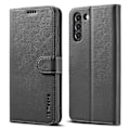 Miniatyrbilde 1 av 5: LC.IMEEKE Lommebokdesign Lær Shell Telefon Stativ Deksel for Samsung Galaxy S21 FE Multicolor Style A