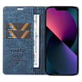 Miniatyrbild 2 av 5: Skin-touch case för Iphone 15 Plus Pu läder plånboksställ Cover Blue