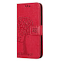 Miniatyrbillede 4 af 5: Til Samsung Galaxy A15 5G Etui Ugle Træ Præget Læder Flip Telefon Cover med Pung Multicolor Style H