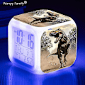 Miniatyrbild 3 av 5: Tyrannosaurus Dinosaurie Väckarklocka 7 färgbyte Multifunktions väckningstimer Barnrum Lysande elektronisk watch Present till barn MULTI